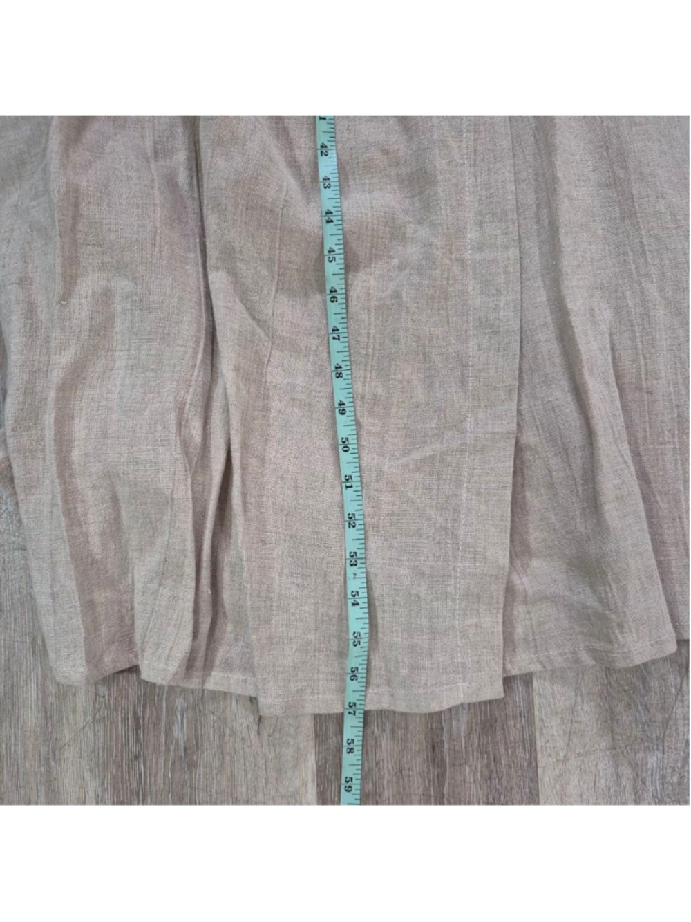Women's vtg AKA Los Angeles Beige Linen Blend Sleeveless Wrap Maxi Dress XL - Picture 9 of 11